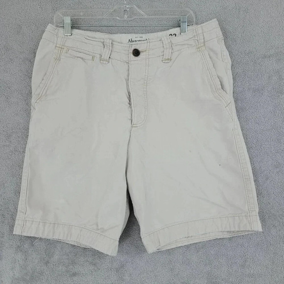 Abercrombie & Fitch Mens Beige Cotton Cargo Casual Shorts Size 32 x9 7PT - Picture 1 of 11
